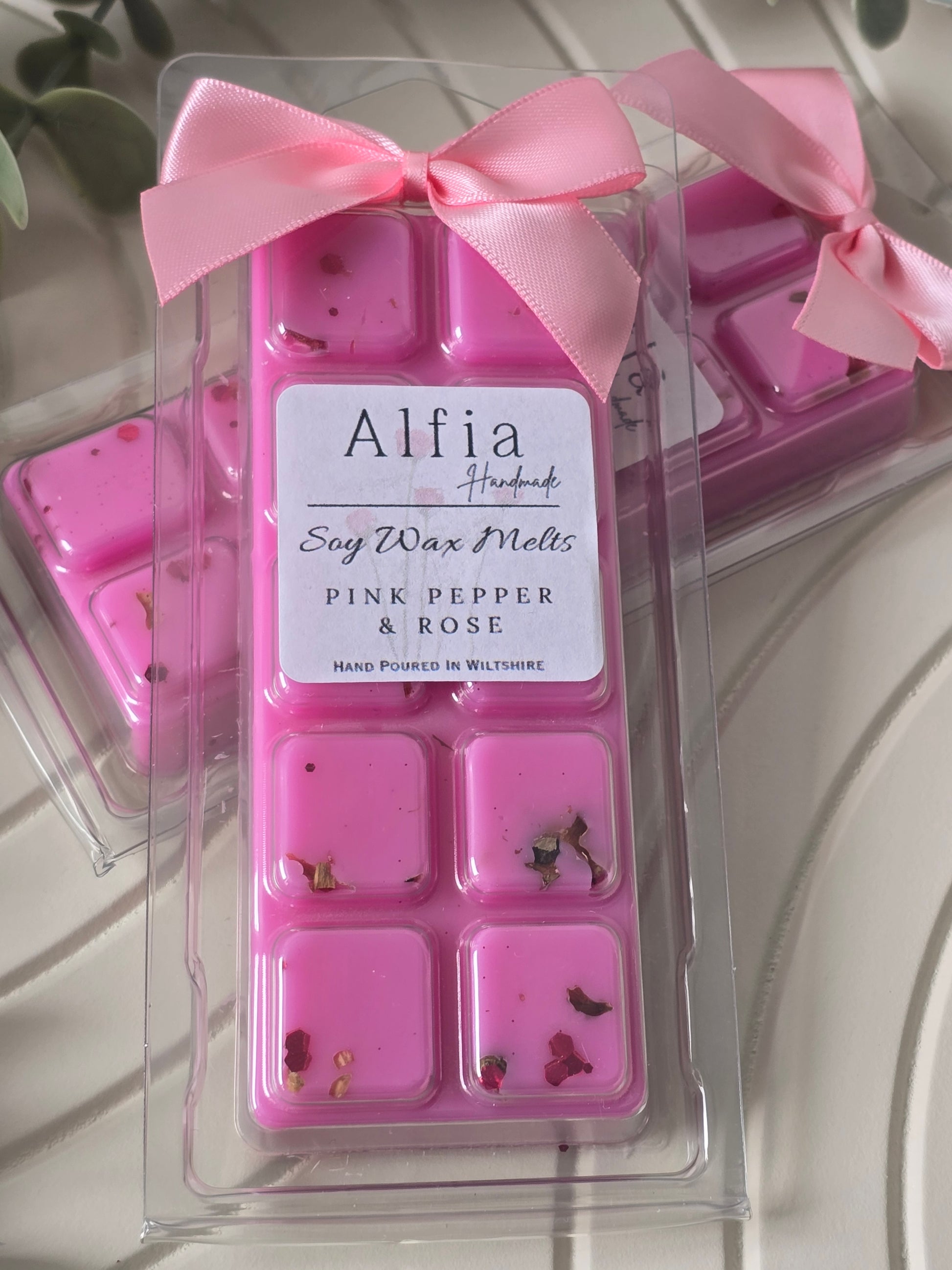New Pink Pepper & Rose Soy Wax Melt Snap Bar - Floral - Highly Scented Melts - Alfia