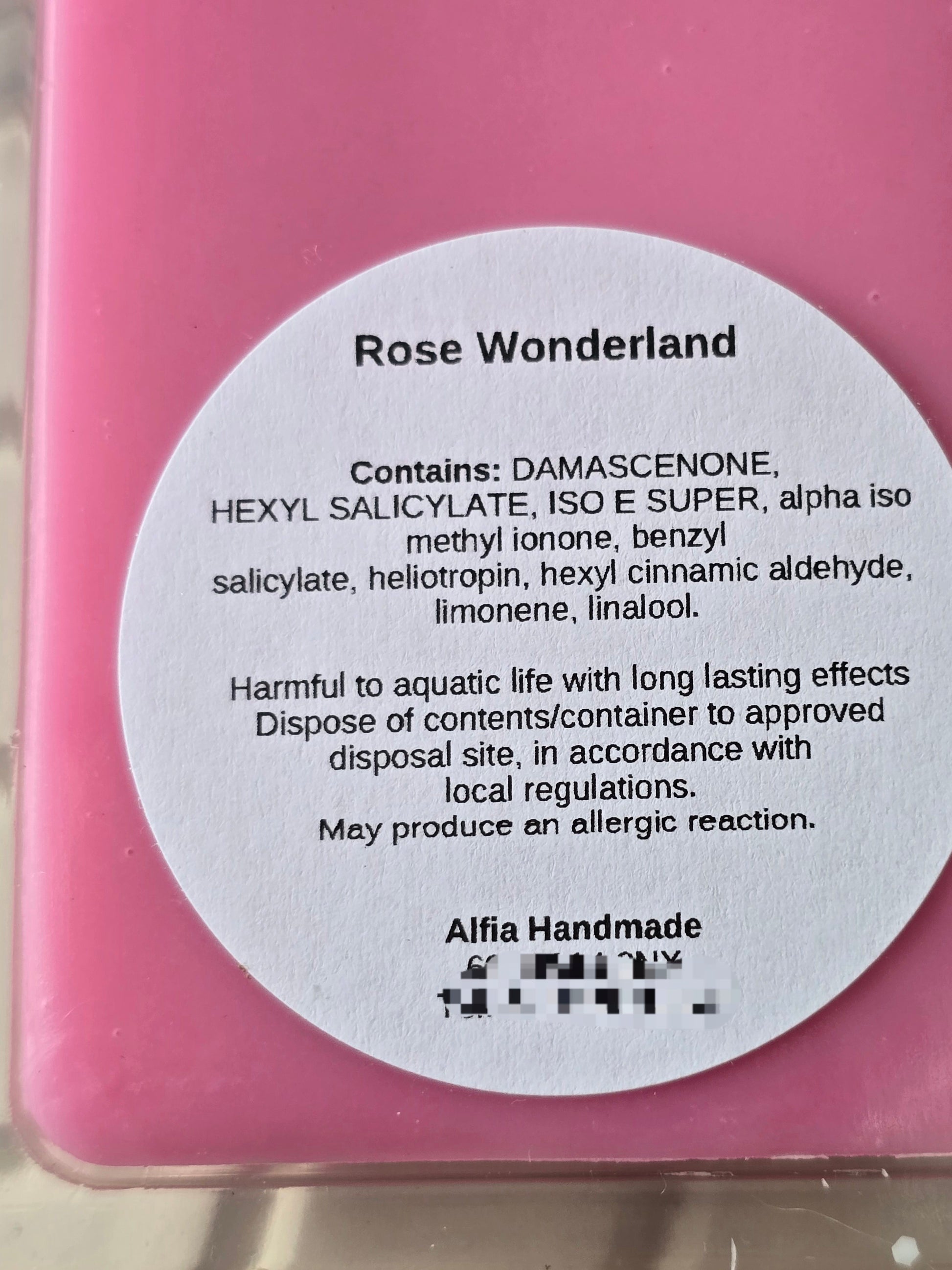 Rose Wonderland Soy Wax Snap Bar - Alfia