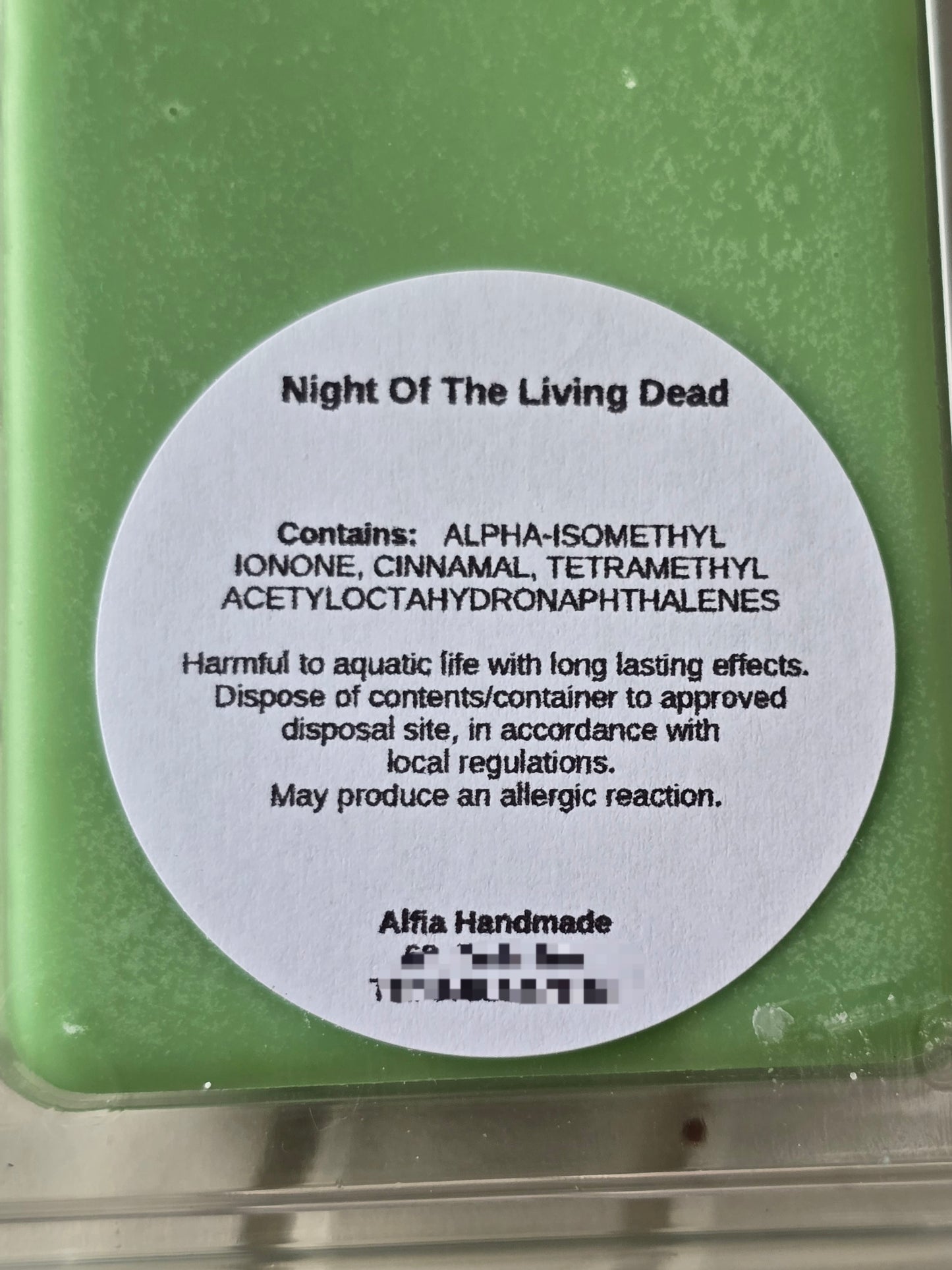 New Night of the Living Dead Soy Wax Melt Snap Bar - Horror Scented - Halloween - Alfia