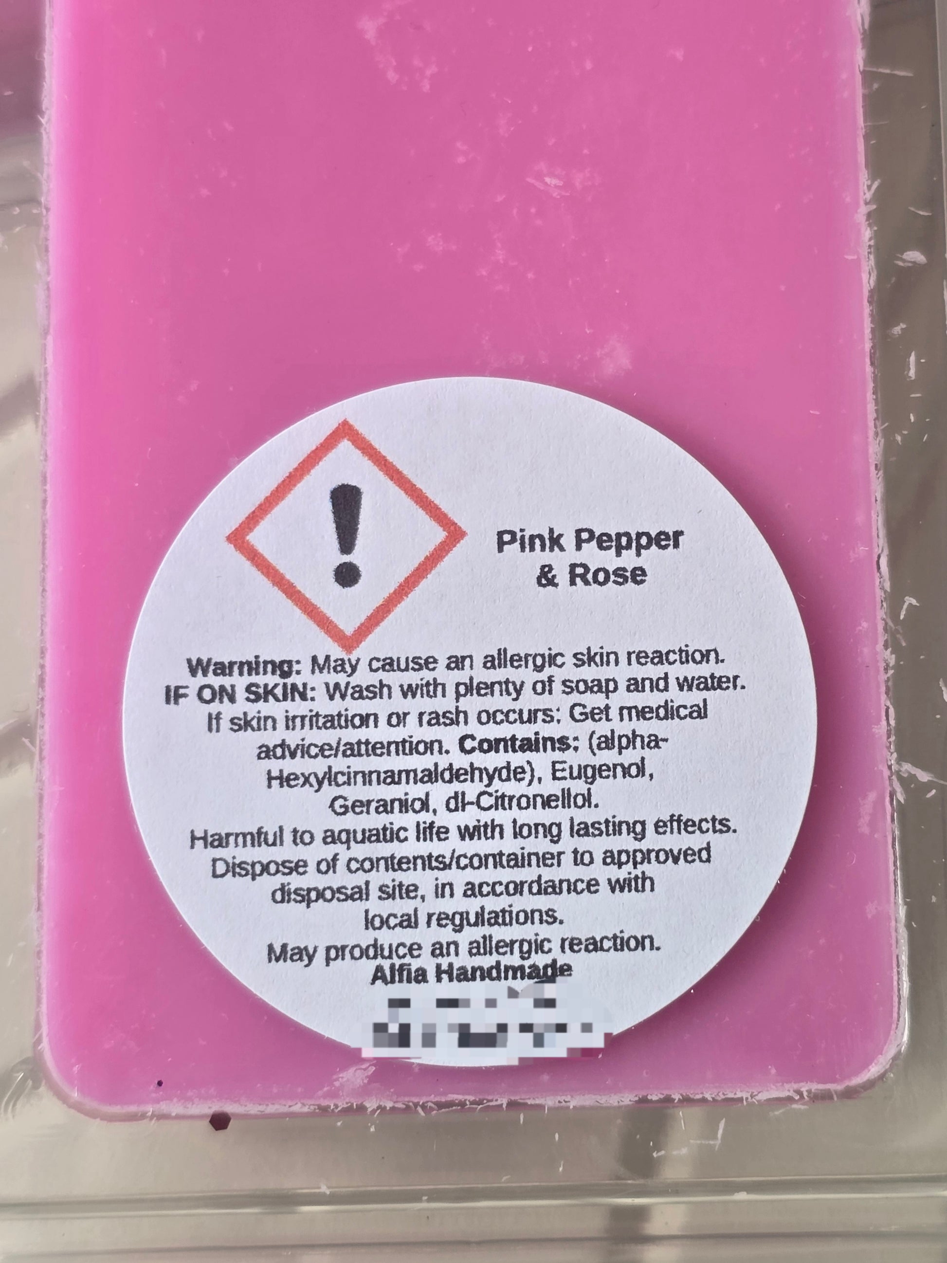 New Pink Pepper & Rose Soy Wax Melt Snap Bar - Floral - Highly Scented Melts - Alfia