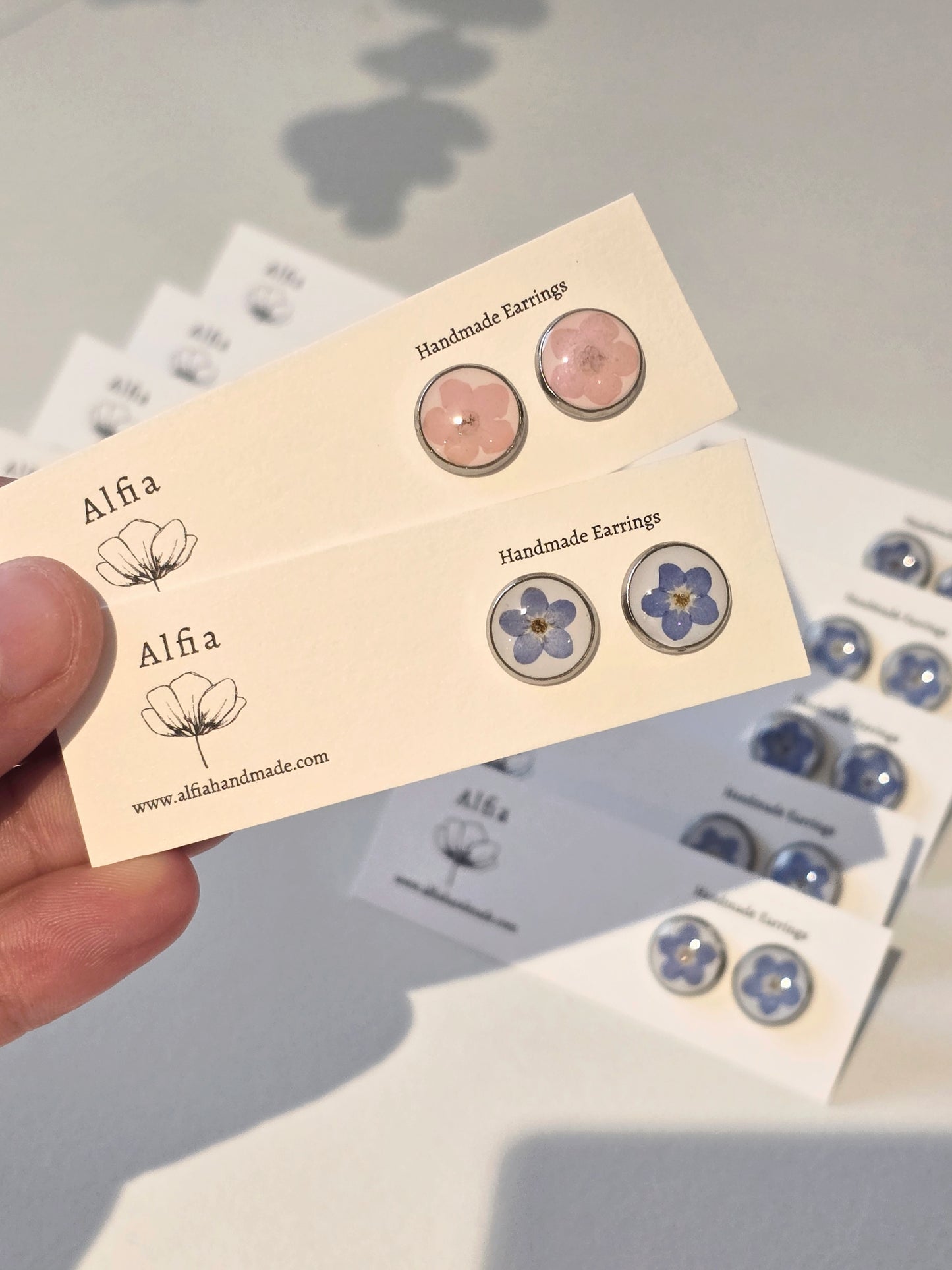 Forget Me Not Earrings | Studs | Real Pressed Flower | Resin | Stainless Steel Earrings