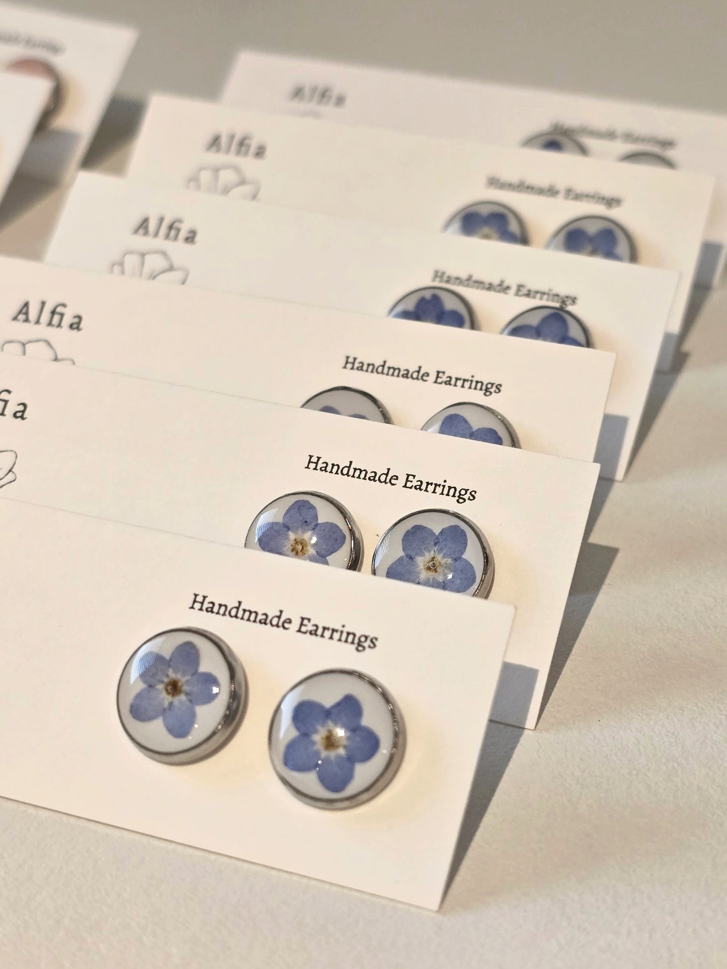 Forget Me Not Earrings | Studs | Real Pressed Flower | Resin | Stainless Steel Earrings