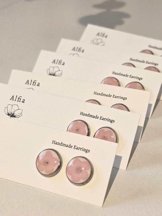 Forget Me Not Earrings | Studs | Real Pressed Flower | Resin | Stainless Steel Earrings - Alfia