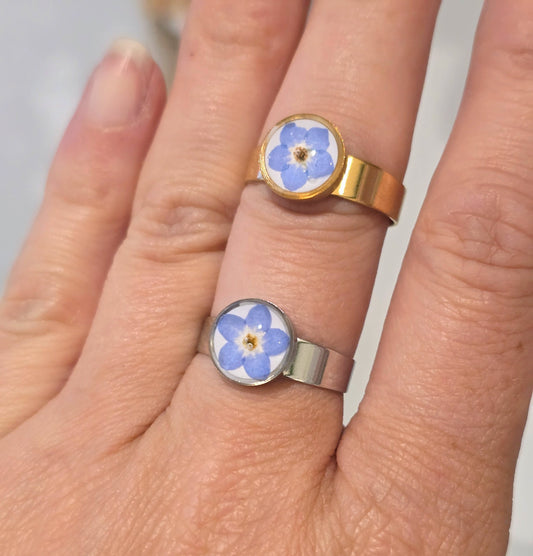 Forget Me Not Adjustable Ring | Resin | Real Flower Jewellery | New - Alfia